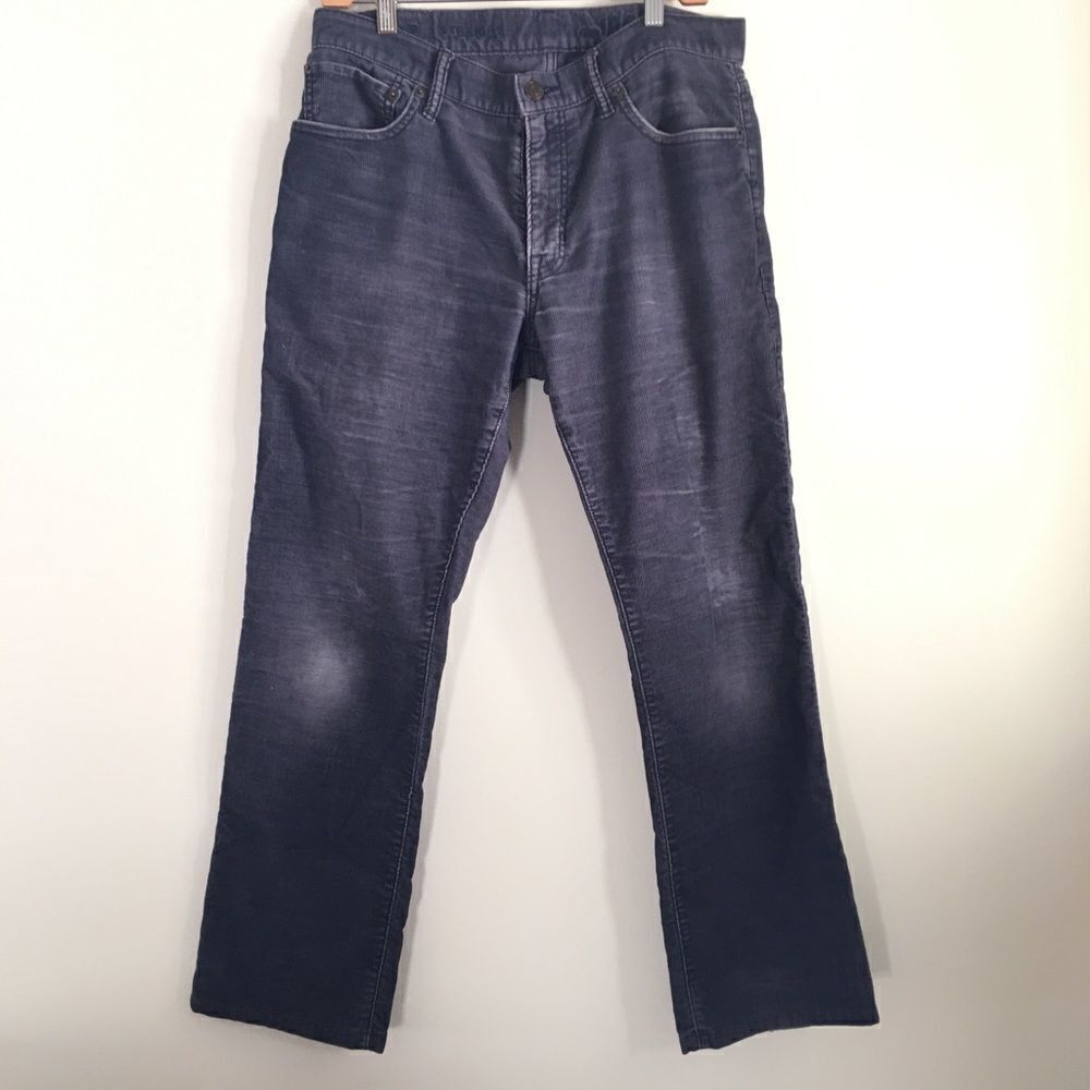 GAP 1969 Straight Dark Gray Distressed Corduroy Pants | 31 x 29